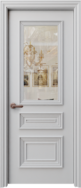 Interior Door Palladio Tre Clear Glass in Primed finish - Almes Doors