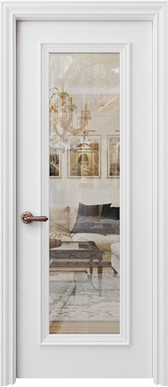 Interior Door Palladio Uno Clear Glass in White finish - Almes Doors
