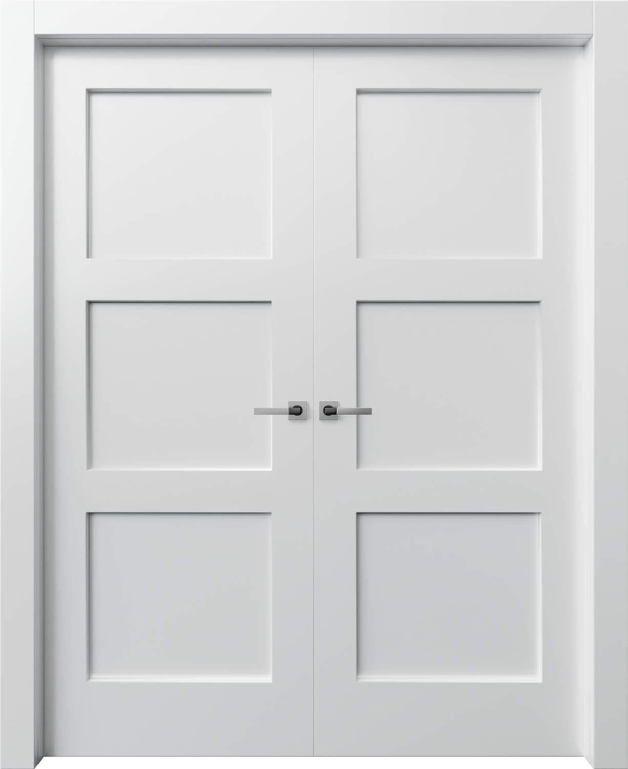 Double Door　～室内扉～ Double Swing Door Shaker Style Craftsman 3 Eq Panel - White