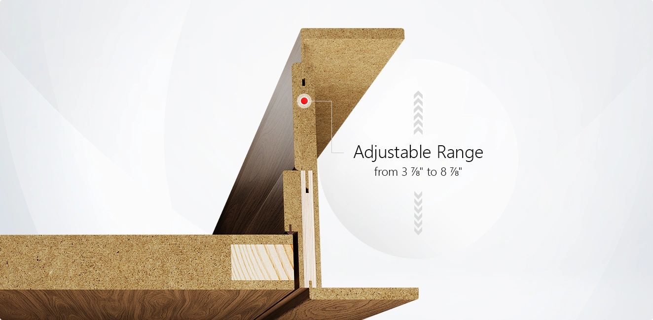 Adjustable frame and casings system for Alluminio Elivia Horizontal Wood Grain 2VS2 - accommodates varying wall thicknesses